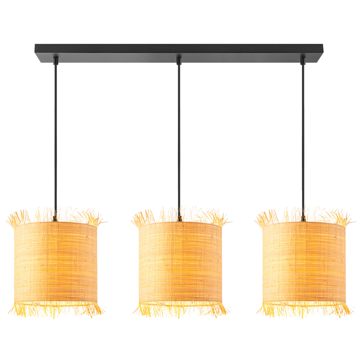 Pendant lamp 3L - grass + metal - natural