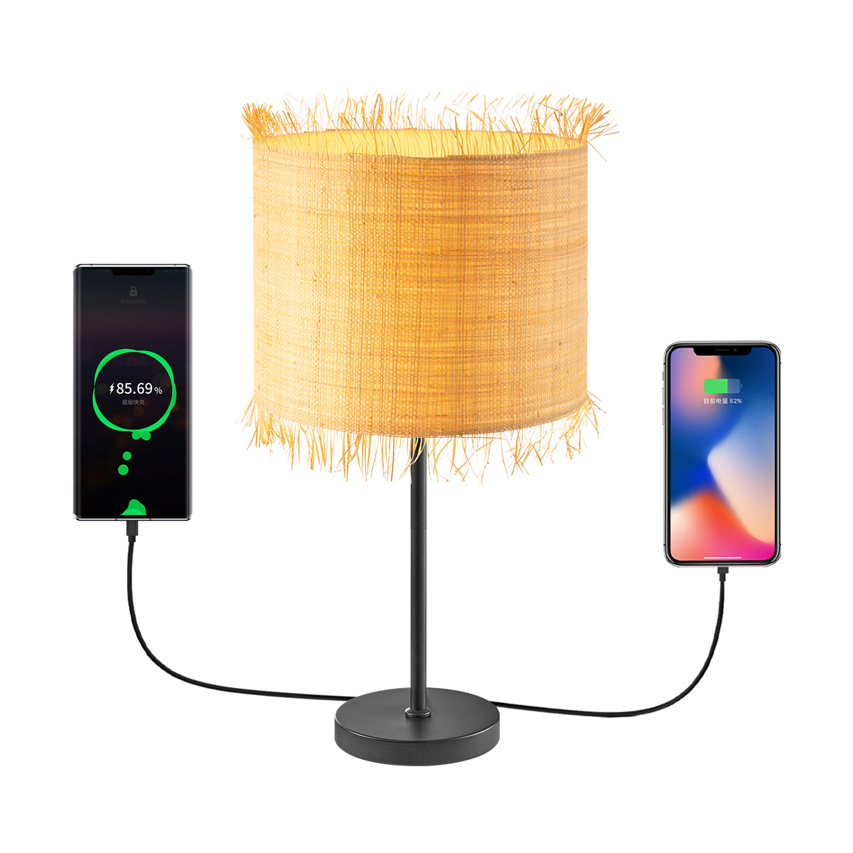 Table lamp 1L - grass + metal - natural
