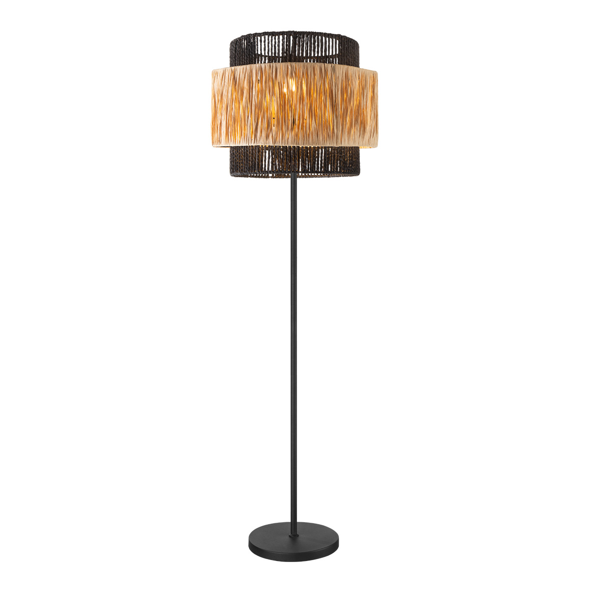 Floor lamp 1L - sand black + natural