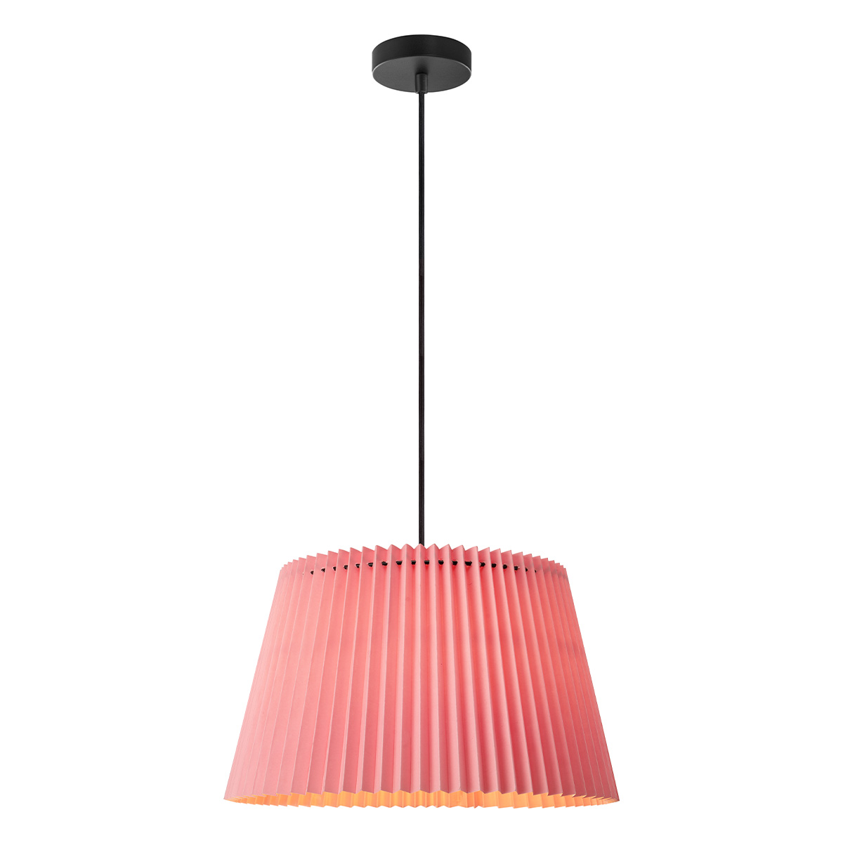 Tangla Lighting - LED Pendant lamp 1 Light - metal + paper - pink - pleat - E27