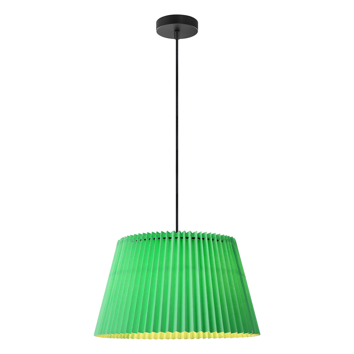 Tangla Lighting - LED Pendant lamp 1 Light - metal + paper -  green - pleat - E27