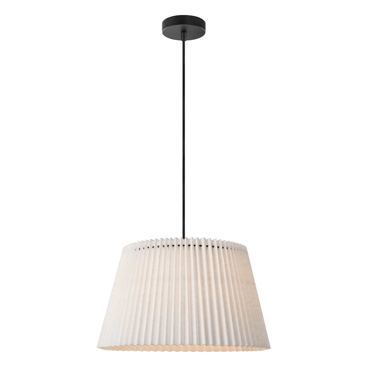 Tangla Lighting - LED Pendant lamp 1 Light - metal + paper - white - pleat - E27