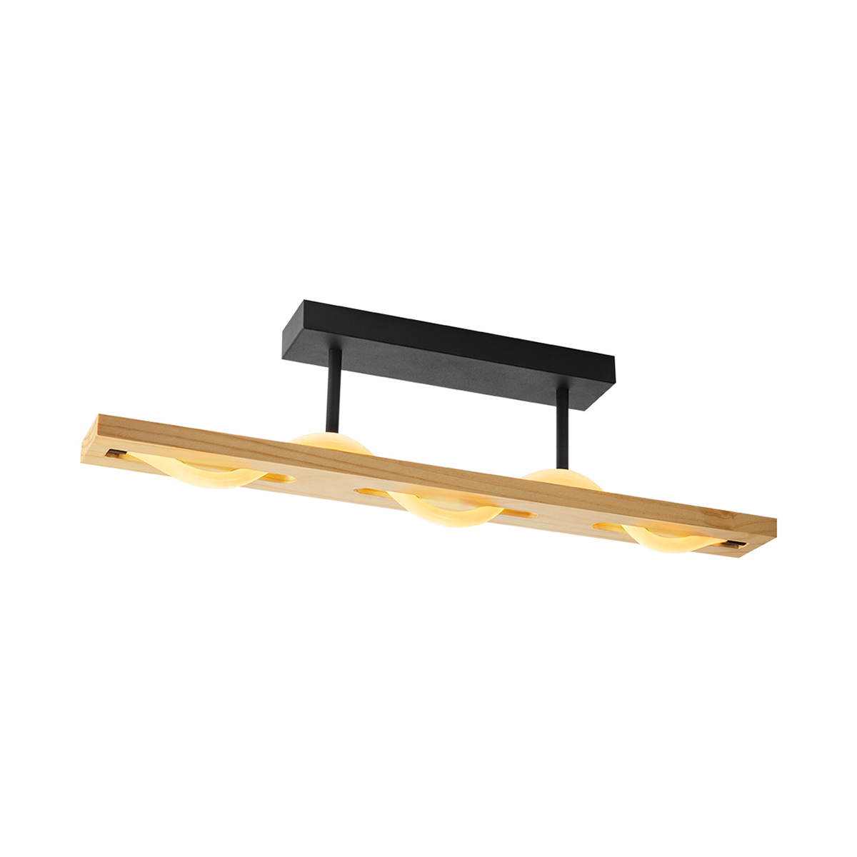 Tangla lighting - TLC7198-18NT - LED Ceiling lamp - metal + FSC wood +  silicon tube - sand black + natural - twist flat