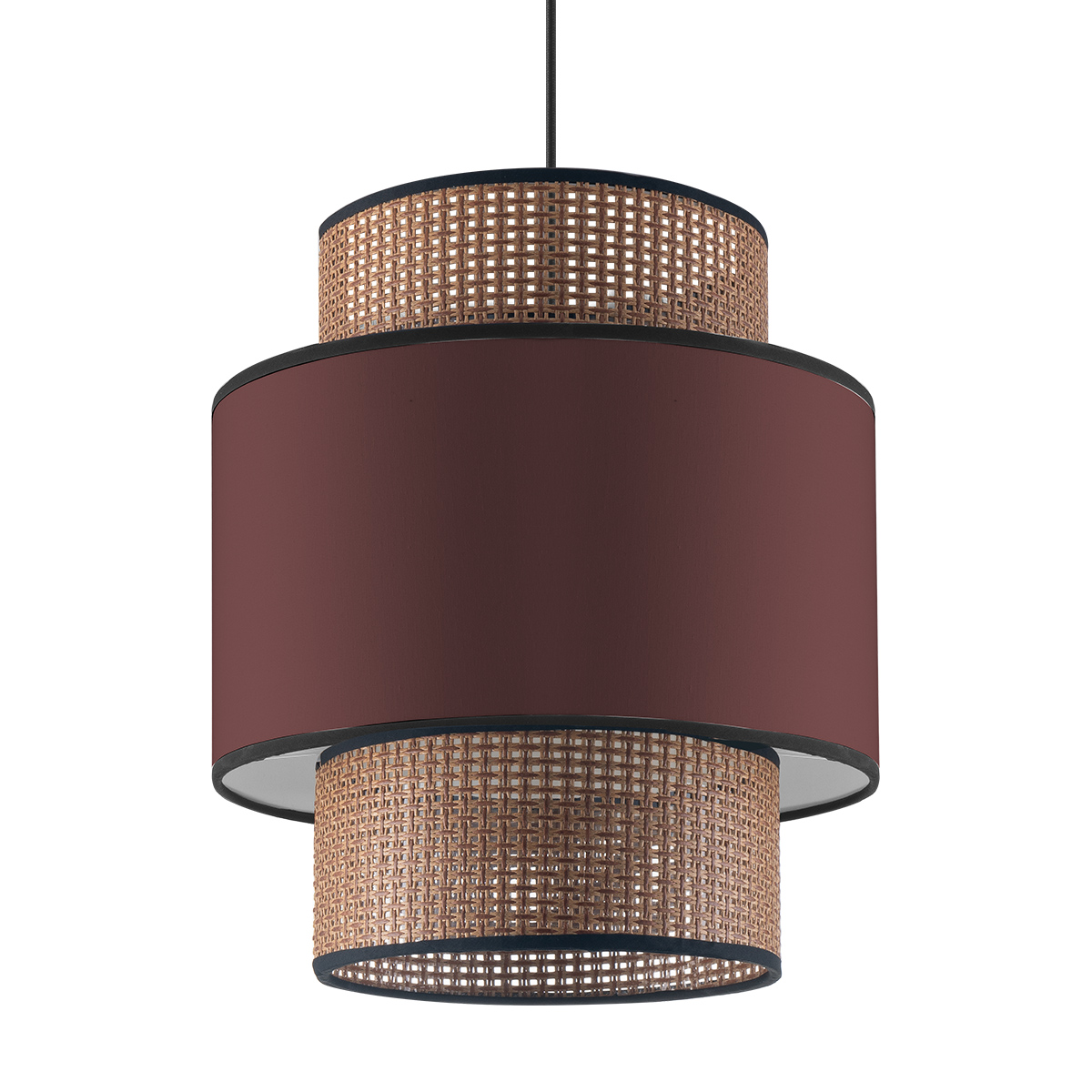 Tangla lighting - TLS7014-30RD - Decorative Lampshade - natural rattan and TC fabric in red - night - E27
