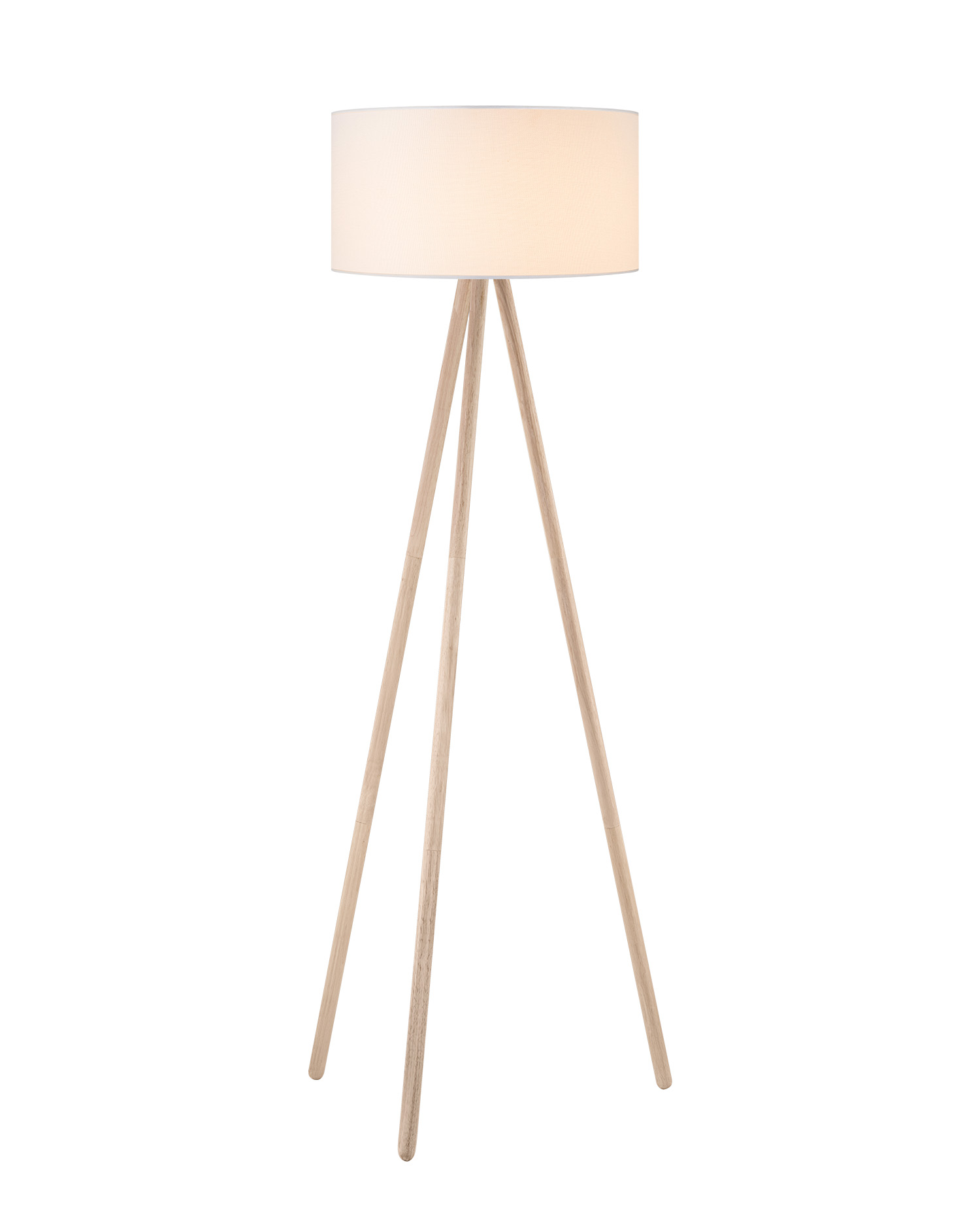 Tangla lighting - TLF7397-01WT - LED Floor lamp 1 Light - FSC wood + TC fabric - natural - FSC wooden tripod - E27