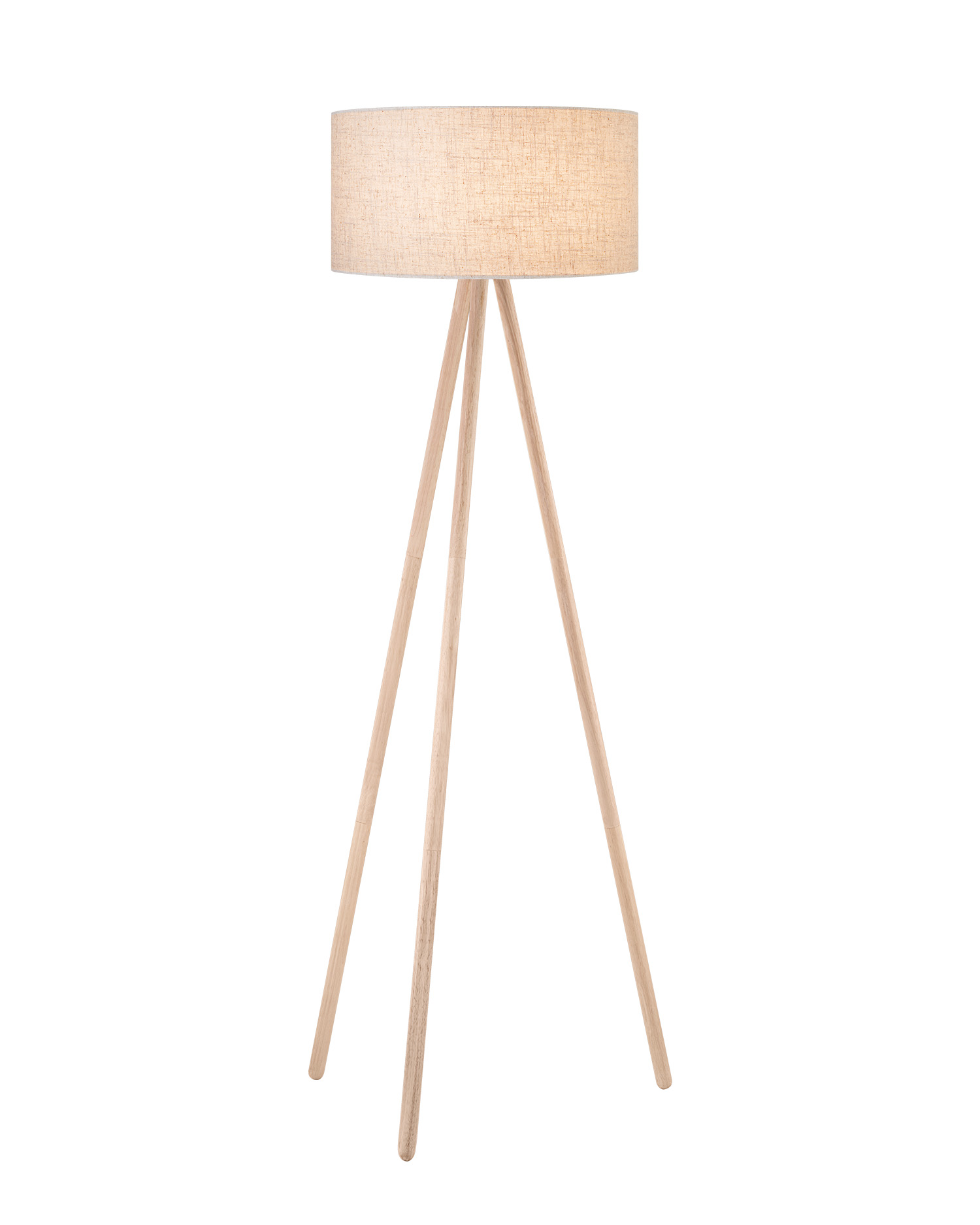 Tangla lighting - TLF7397-01NT - LED Floor lamp 1 Light - FSC wood + linen fabric - natural - FSC wooden tripod - E27