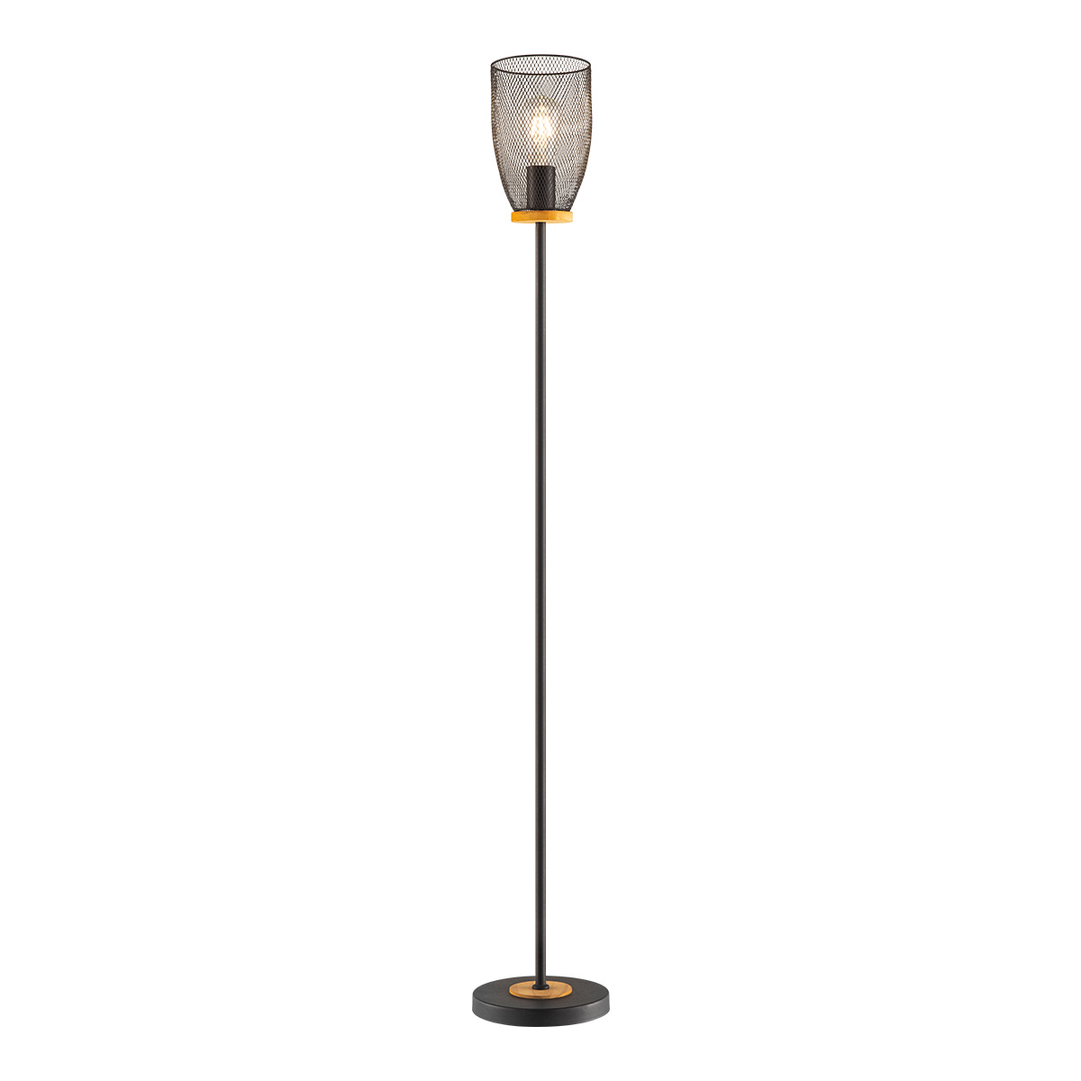 Tangla lighting - TLF7501-01BN - LED Floor lamp 1 Light - metal + FSC wood - sand black + natural - mesh cup - E27