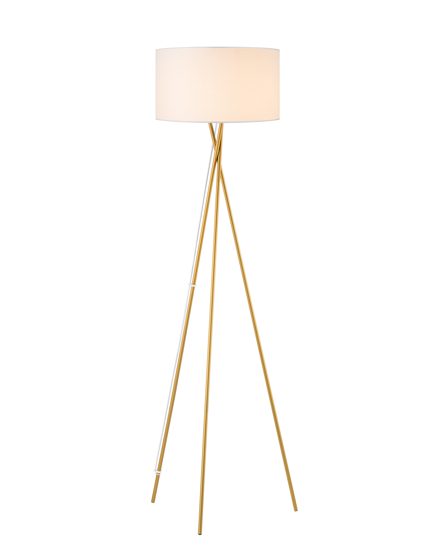 Tangla lighting - TLF7399-01WG - LED Floor lamp 1 Light - metal + TC fabric - mat gold + white - cross tripod - E27