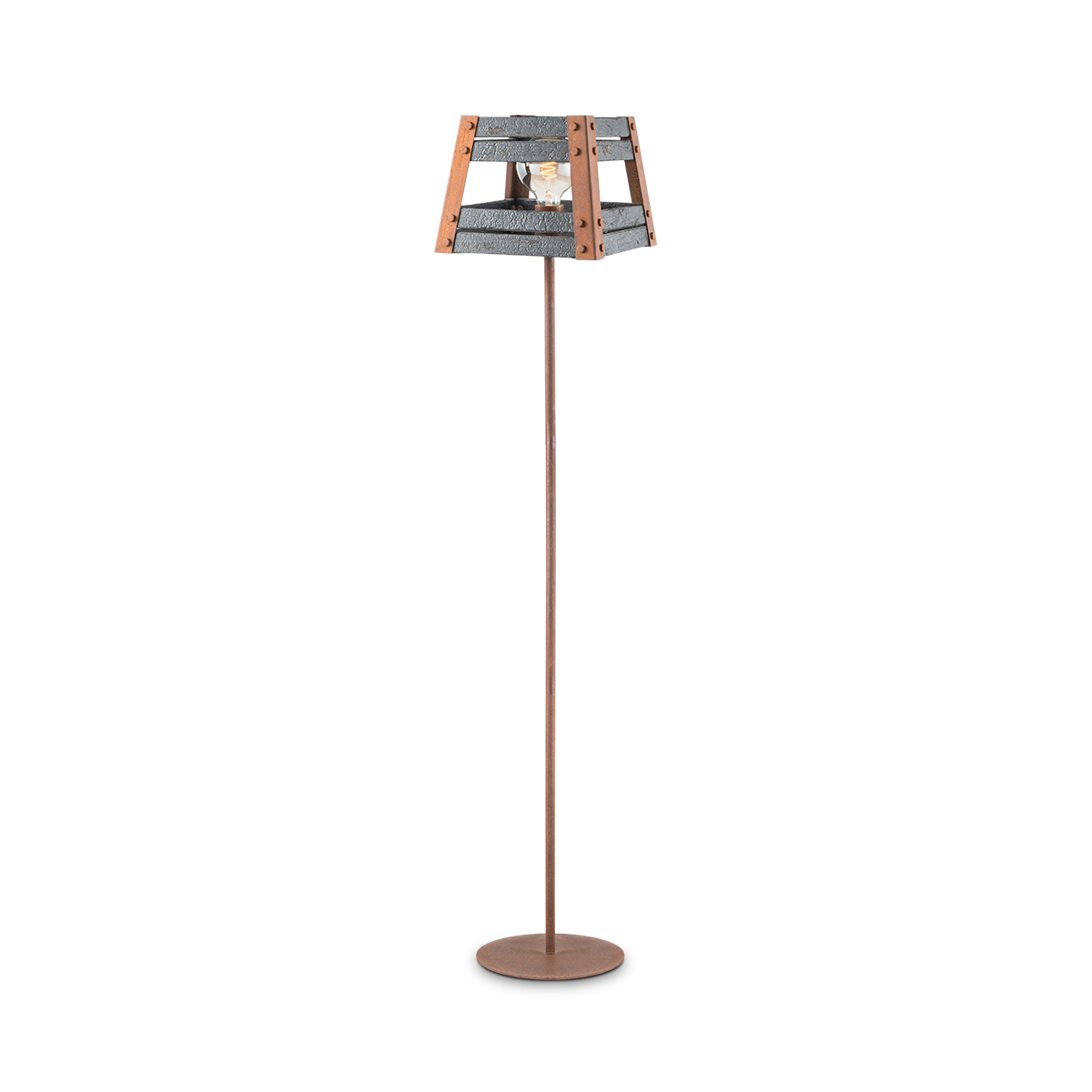 Tangla lighting - TLF2036-01RSBK - LED Floor lamp 1 Light - metal + burned FSC wood - rusty + black - carbon - E27