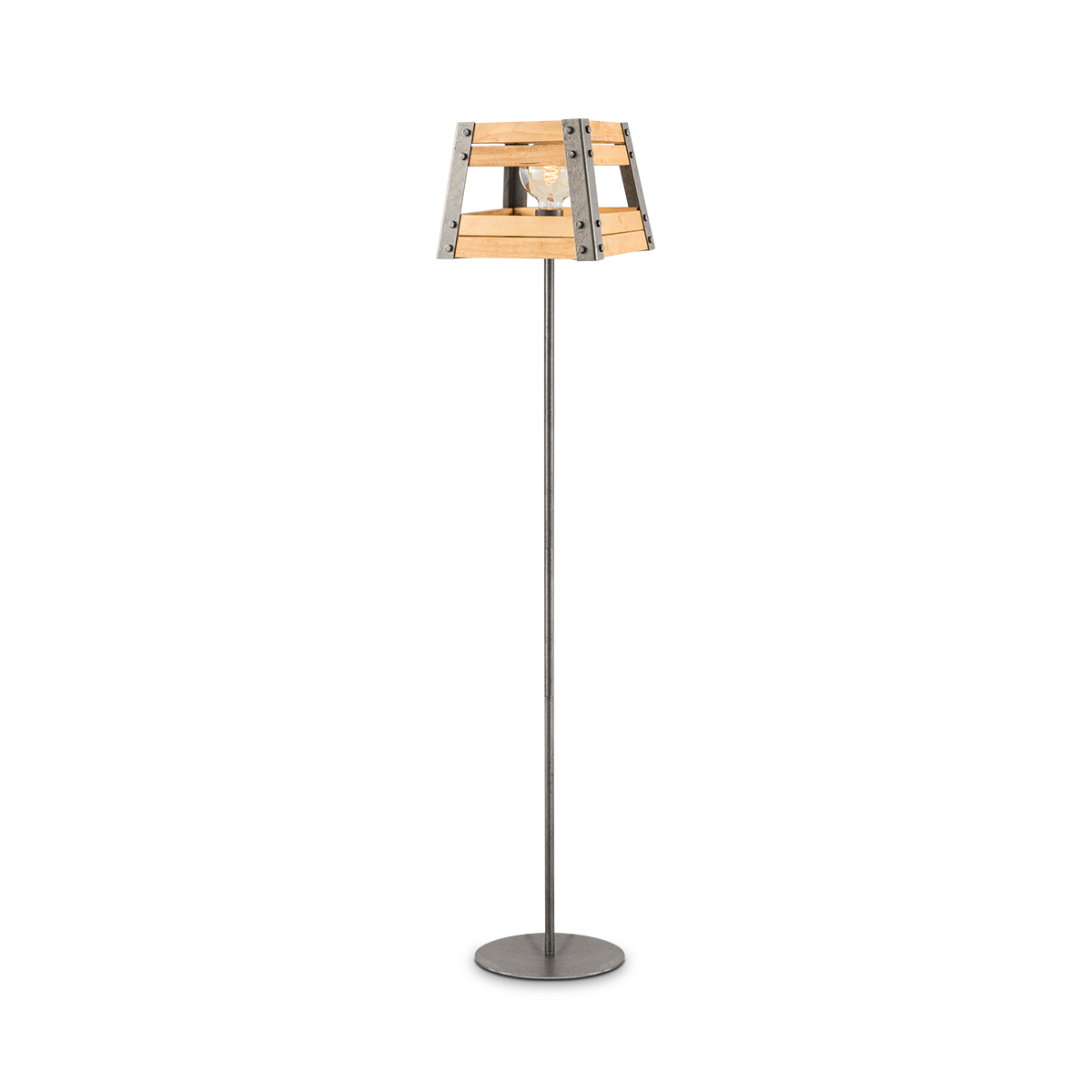 Tangla lighting - TLF2040-01NTGM - LED Floor lamp 1 Light - metal + pine FSC wood - burned metal + natural - dual - E27