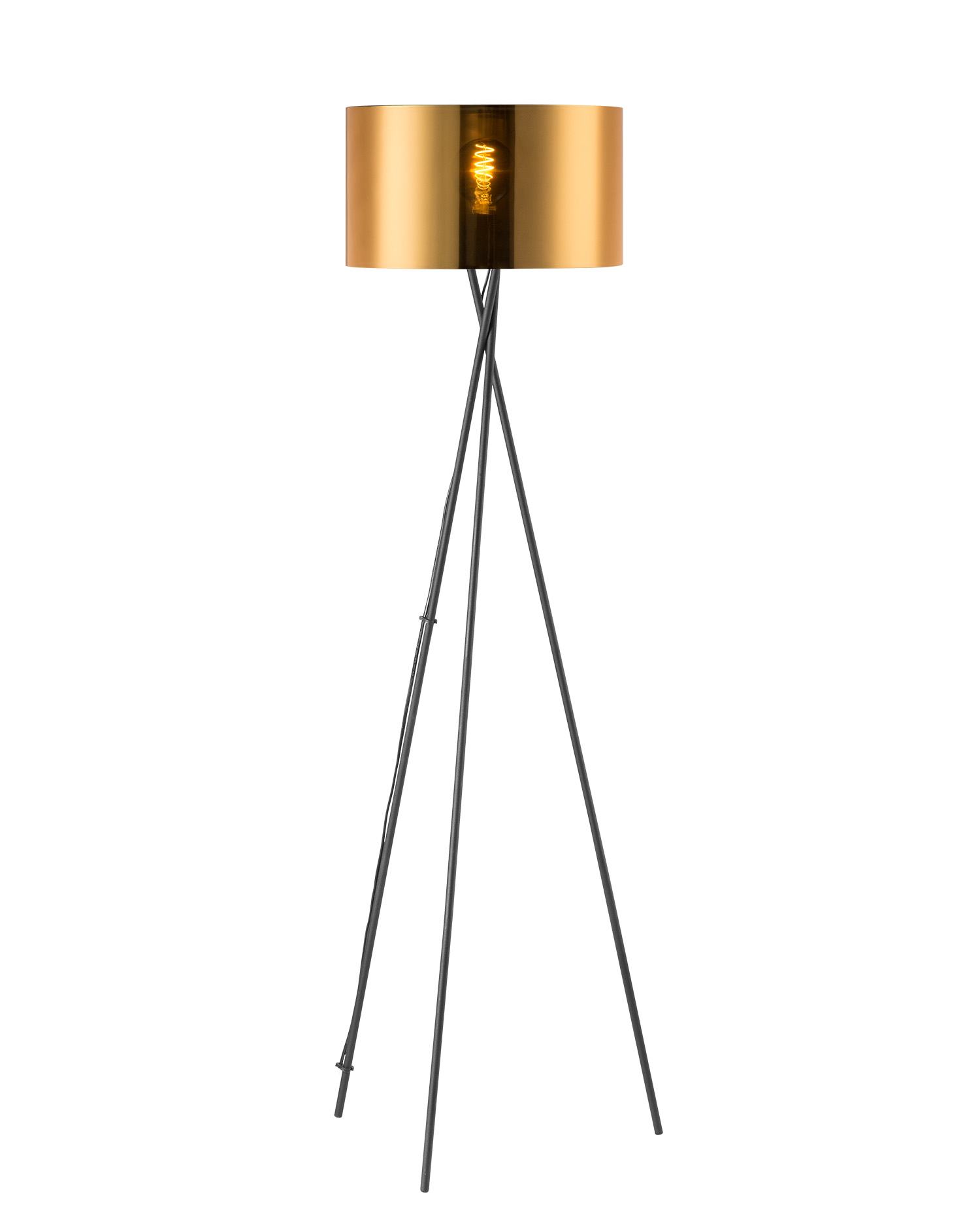 Tangla lighting - TLF7399-01BG - LED Floor lamp 1 Light - metal + pvc - sand black + gold - cross tripod - E27