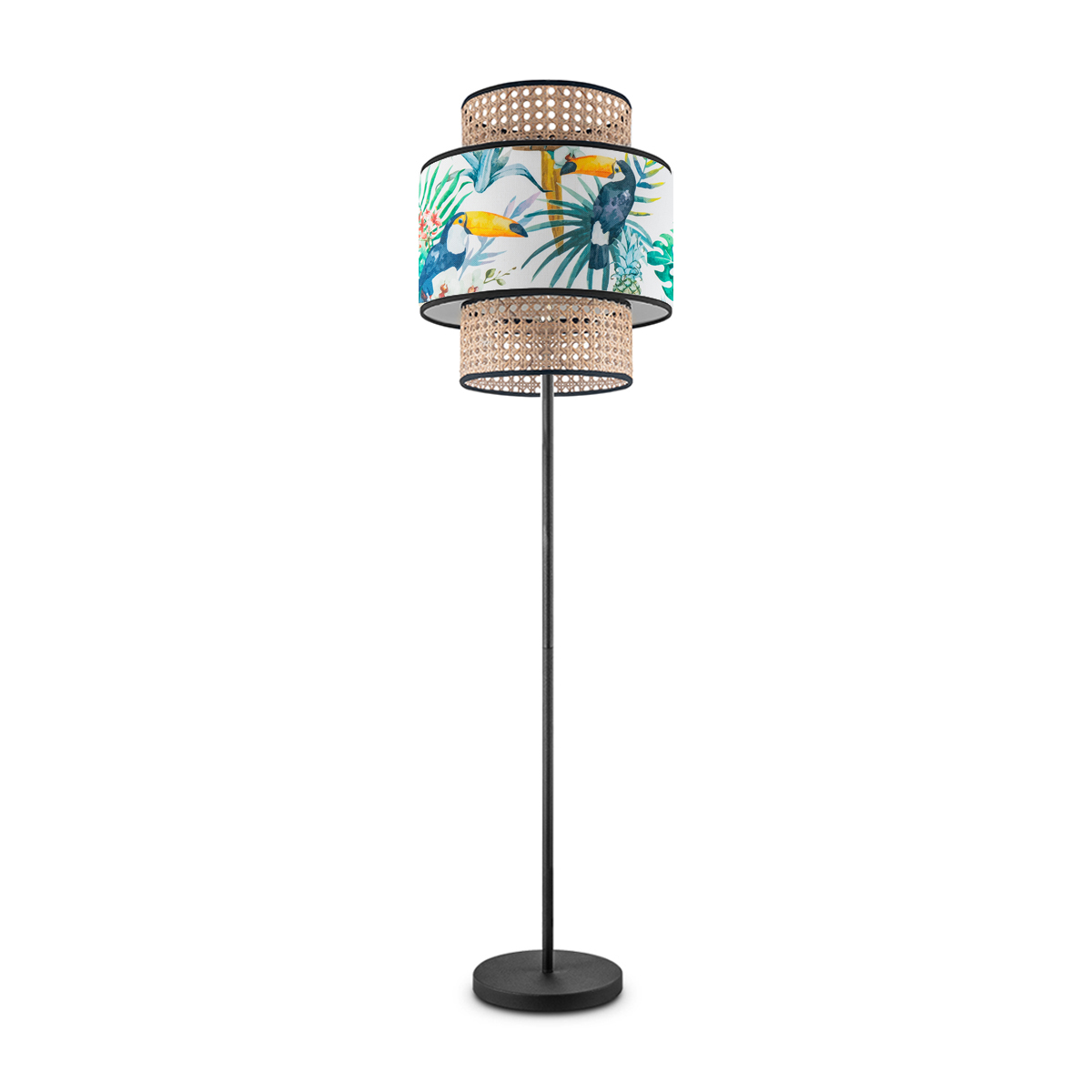 Tangla lighting - TLF7013-30C - LED Floor lamp 1 Light - metal + rattan + TC fabric - spring - bird - E27