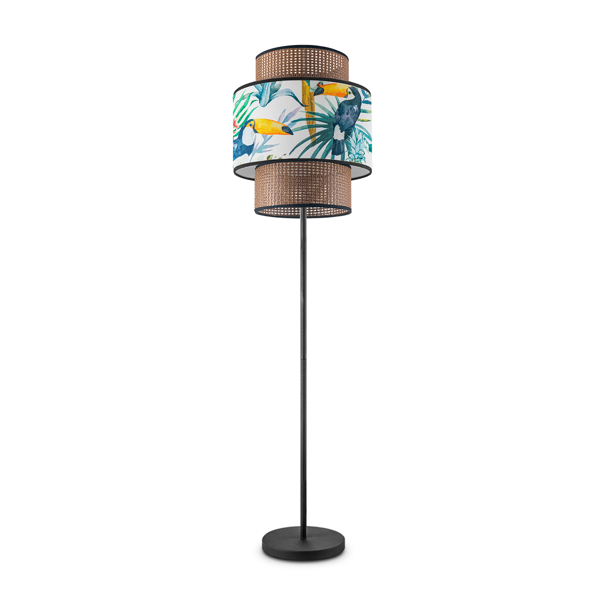 Tangla lighting - TLF7014-30C - LED Floor lamp 1 Light - metal + rattan + TC fabric - spring - dark bird - E27