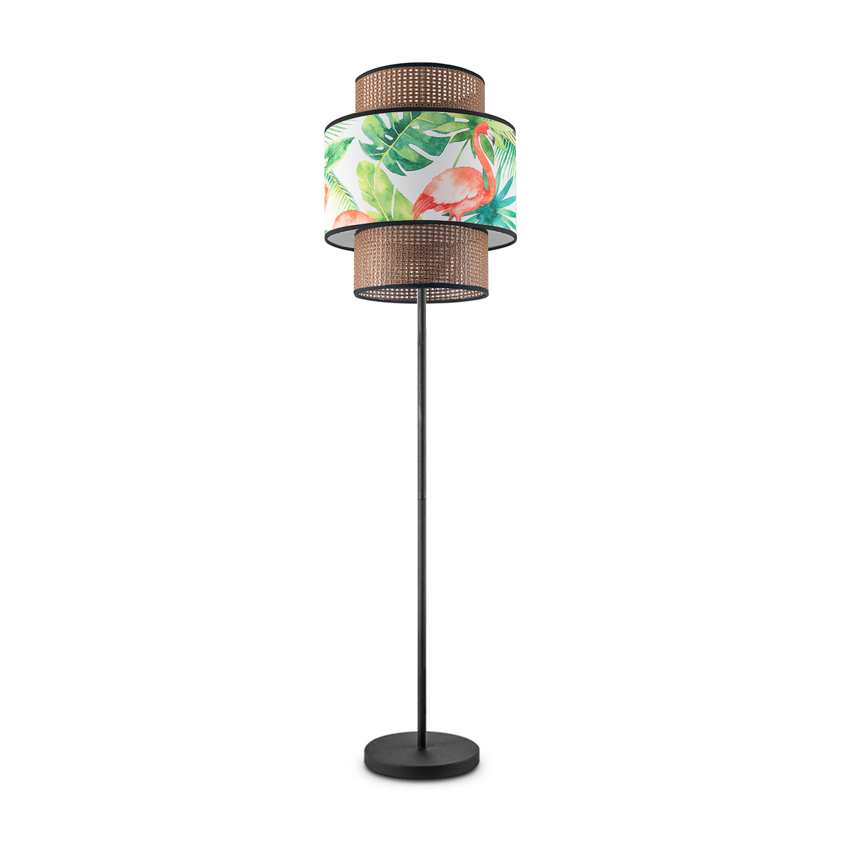 Tangla lighting - TLF7014-30D - LED Floor lamp 1 Light - metal + rattan + TC fabric - spring - dark crane - E27