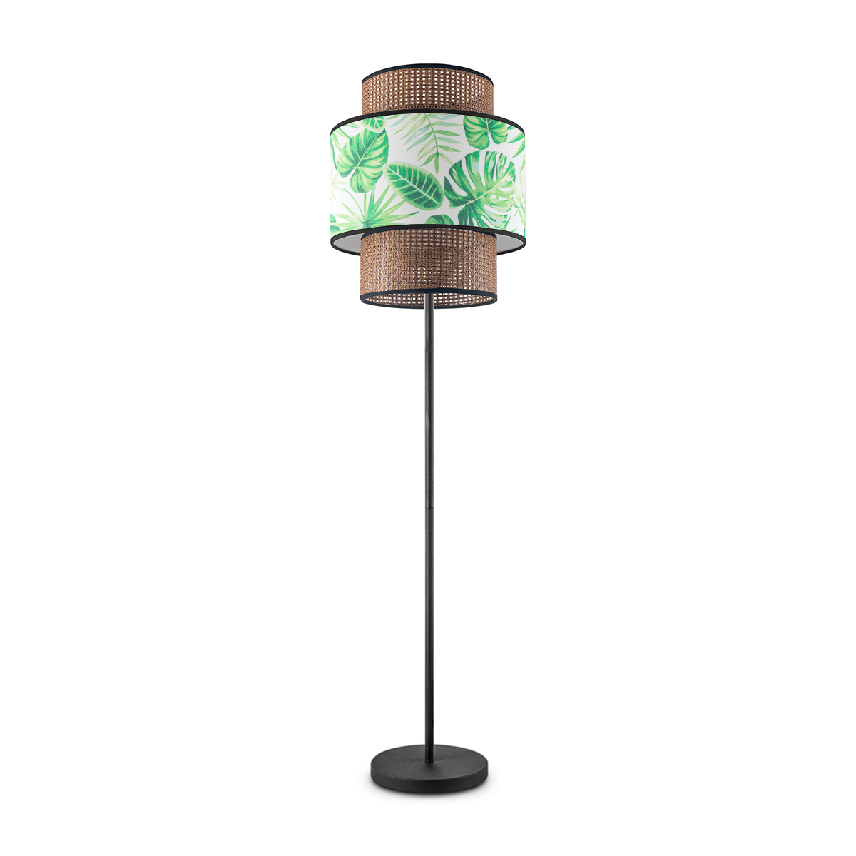 Tangla lighting - TLF7014-30A - LED Floor lamp 1 Light - metal + rattan + TC fabric - spring - dark leaf - E27
