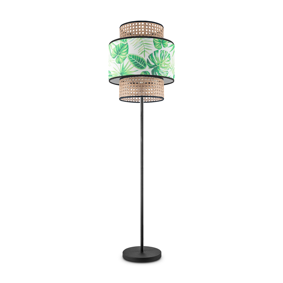 Tangla lighting - TLF7013-30A - LED Floor lamp 1 Light - metal + rattan + TC fabric - spring - leaf - E27