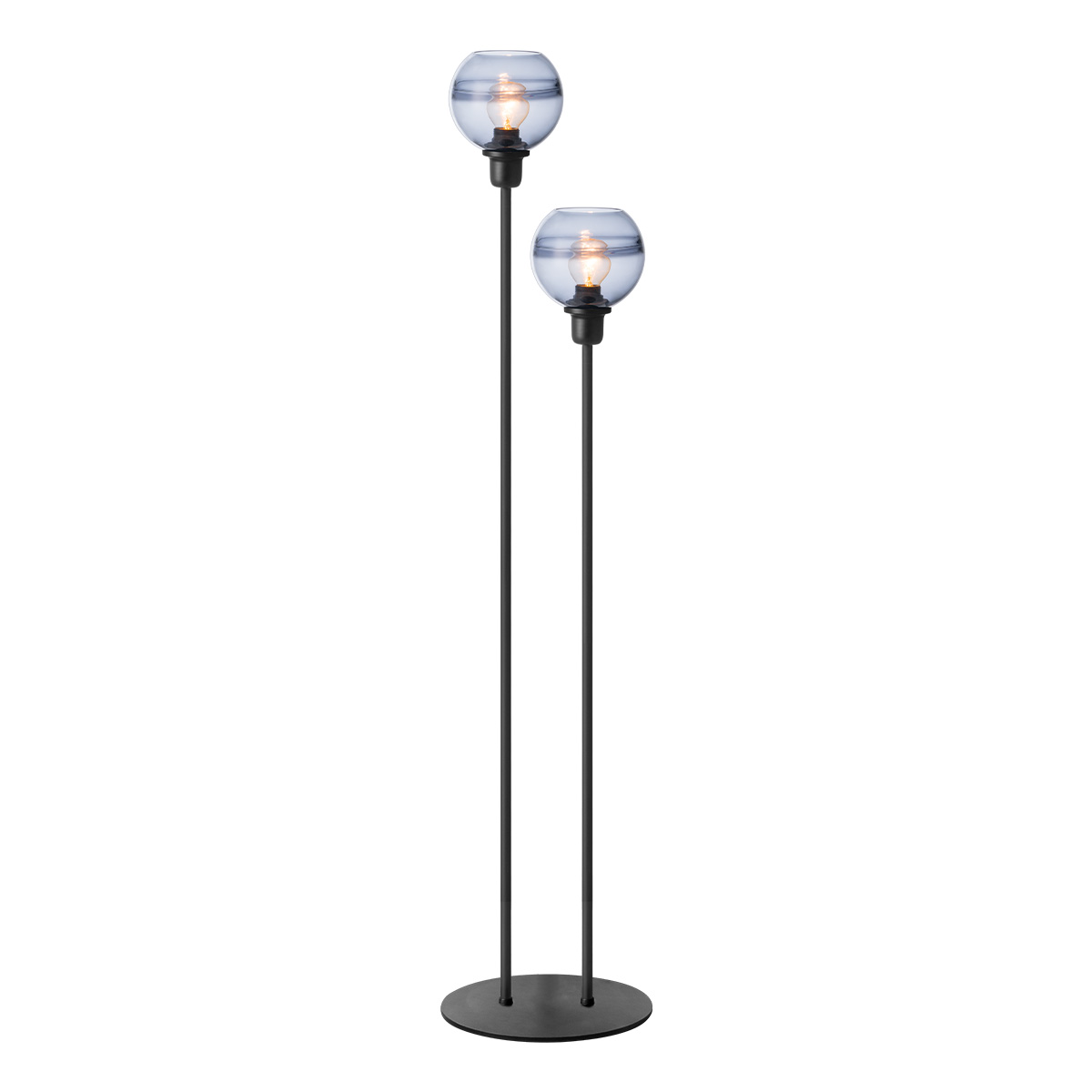 Tangla lighting - TLF7383-02SB - LED Floor lamp 2 Lights - metal + glass - sand black + smoke - sky - E27