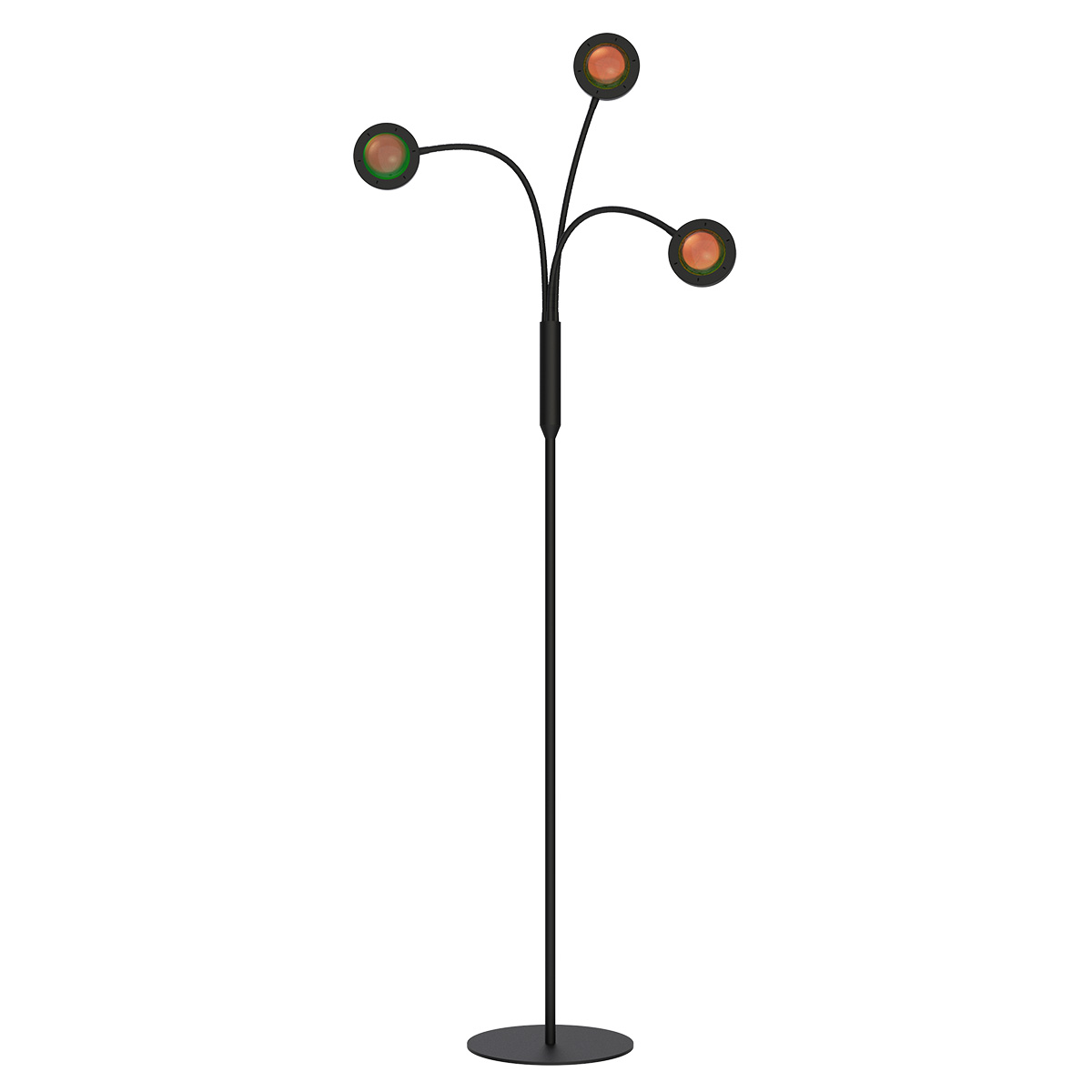 Tangla lighting - TLF7345-03SB - LED Floor lamp 3 Lights - metal + glass - sand black - flower aura
