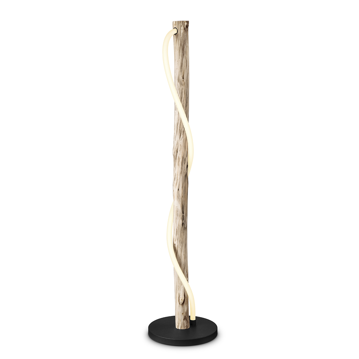 Tangla lighting - TLF7065-22NT - LED Floor lamp - FSC wood + LED silicon tube - sand black + natural - twist wood