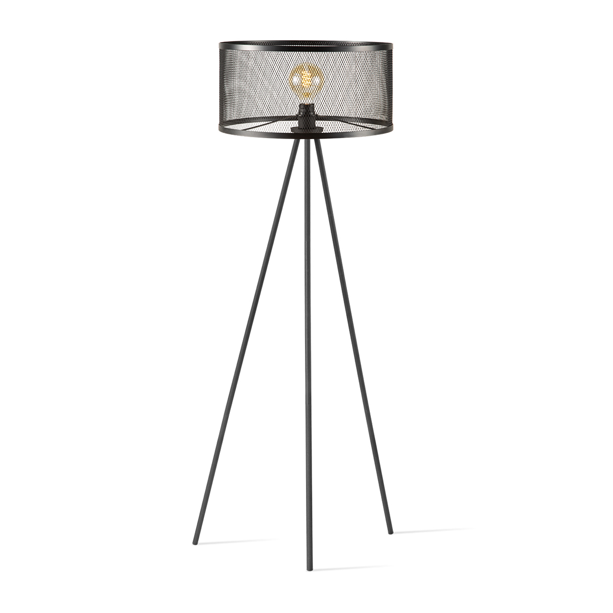 Tangla lighting - TLF7646-01BK - LED Floor lamp 1 Light - metal lampshade - black - tripod - E27
