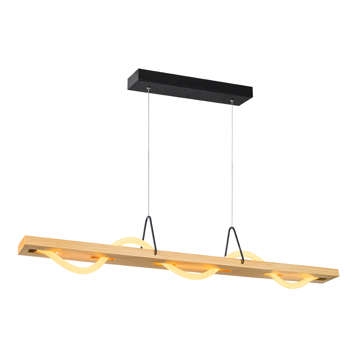 Tangla lighting - TLP7198-18NT - LED Pendant lamp 1 Light - metal + FSC wood+LED silicon tube - sand black + natural