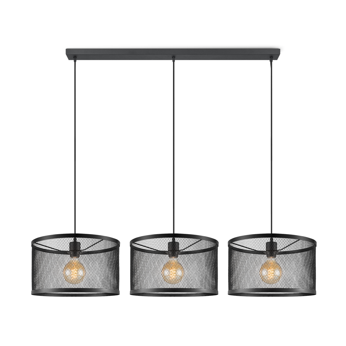 Tangla lighting - TLP7646-03ABK - LED Pendant lamp 3 Lights - metal wire mesh - sand black - bar - industrial black - E27