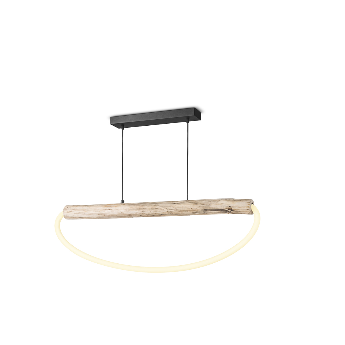 Tangla lighting - TLP7067-12NT - LED Pendant lamp - FSC wood + LED silicon tube - sand black + natural - flex -curve wood