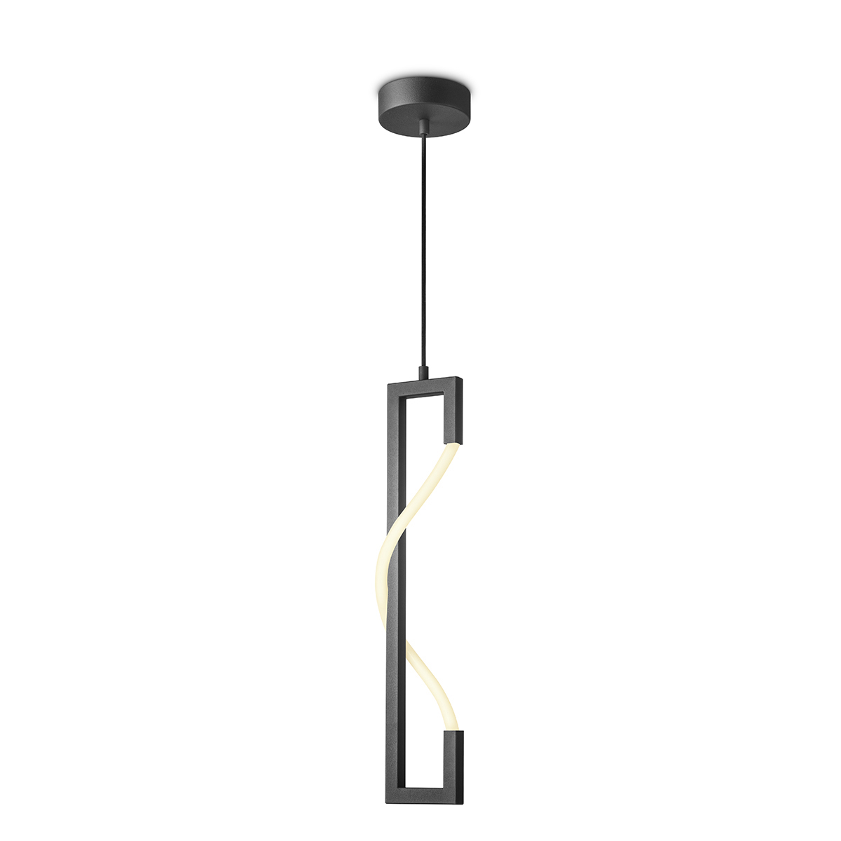 Tangla lighting - TLP7066-18SB - LED Pendant lamp - metal + LED silicon tube - sand black - flex - twist square round