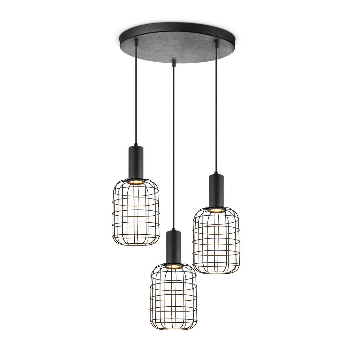 Tangla lighting - TLP7649-03BBK - LED pendant lamp 3 lights - round metal decorative lighting - industrial netting series
