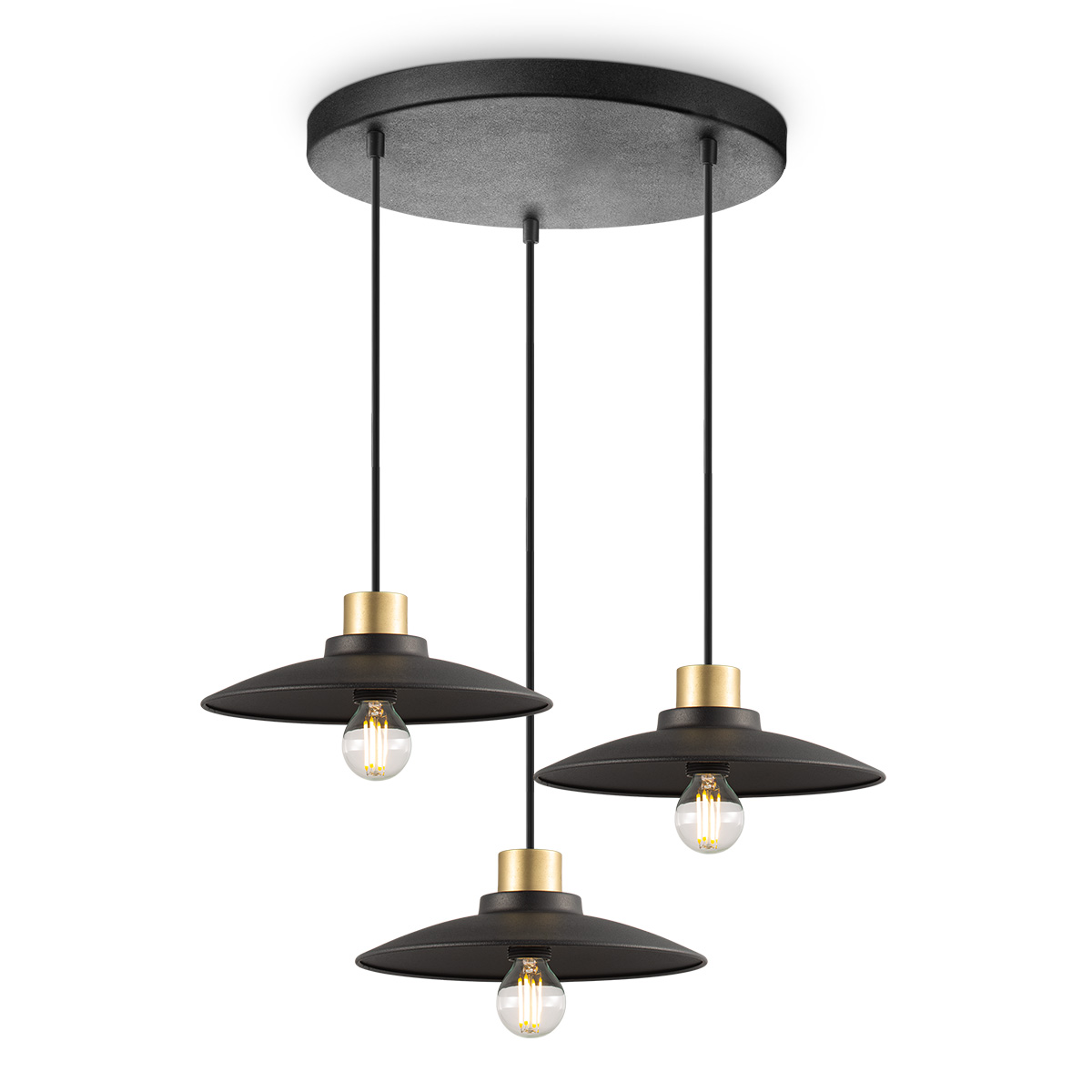 Tangla lighting - TLP7655-03RSB - LED pendant lamp 3 lights - round metal decorative lighting - modern - black cirque series