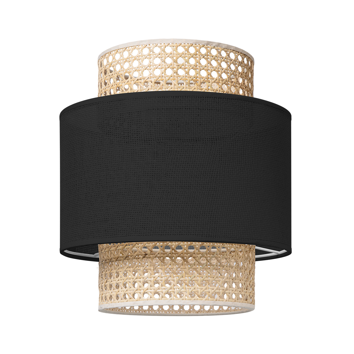 Tangla lighting - TLS7013-01BNT - Lampshade - natural - paper rattan and black linen - chimney - diameter 30cm - E27