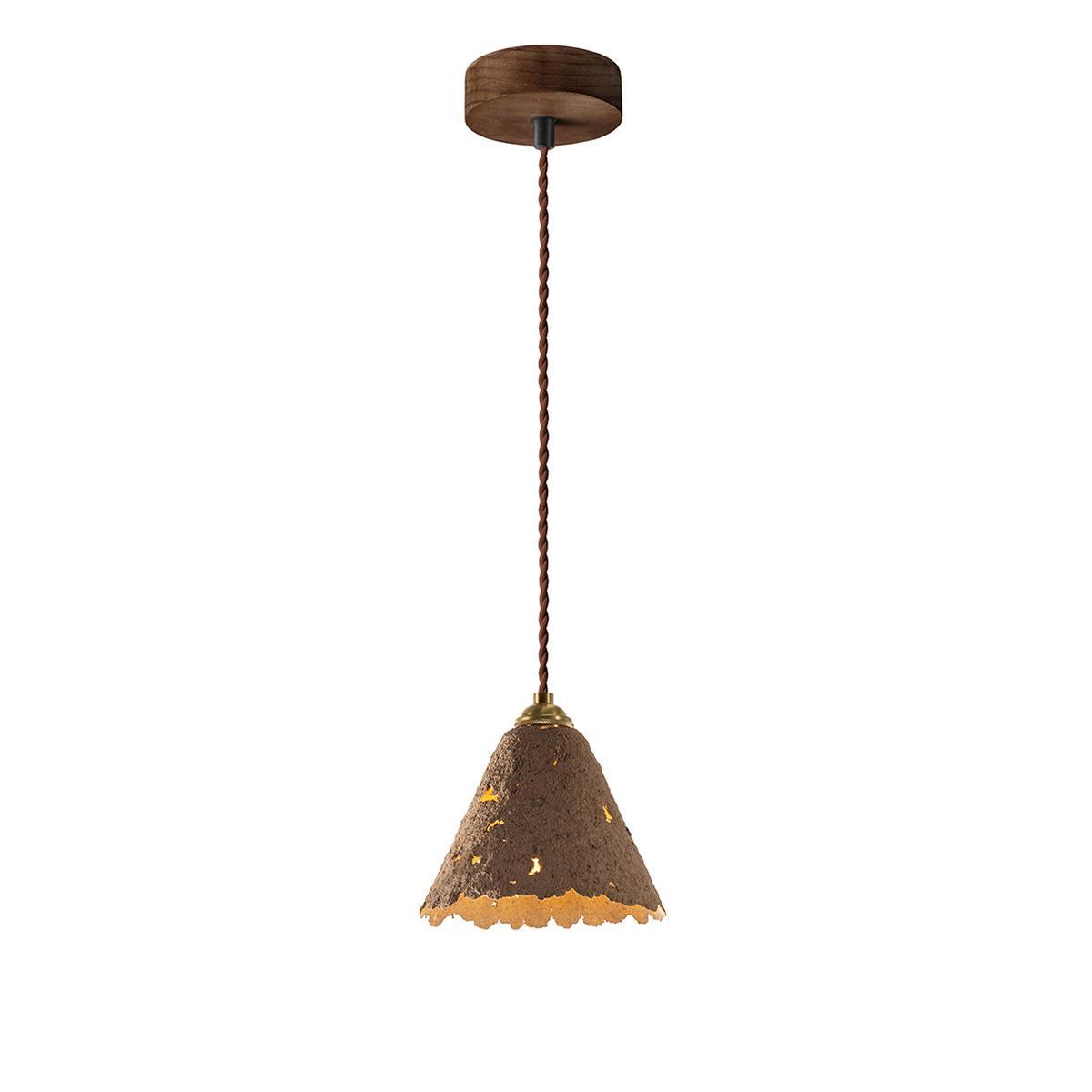 Tangla lighting - TLP7446-01SB - LED Pendant lamp 1 Light - FSC wood + recycle paper - walnut - degradable - standard - E27