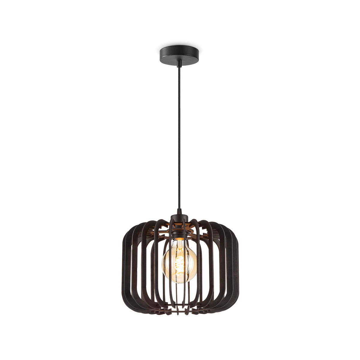 Tangla lighting - TLP7641-01BK - LED Pendant lamp 1 Light - FSC wood - black - round - E27