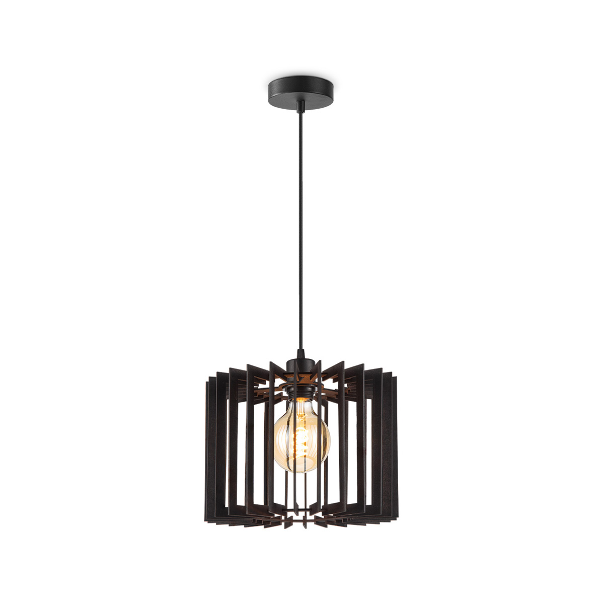 Tangla lighting - TLP7642-01BK - LED Pendant lamp 1 Light - FSC wood - black - sharp - E27