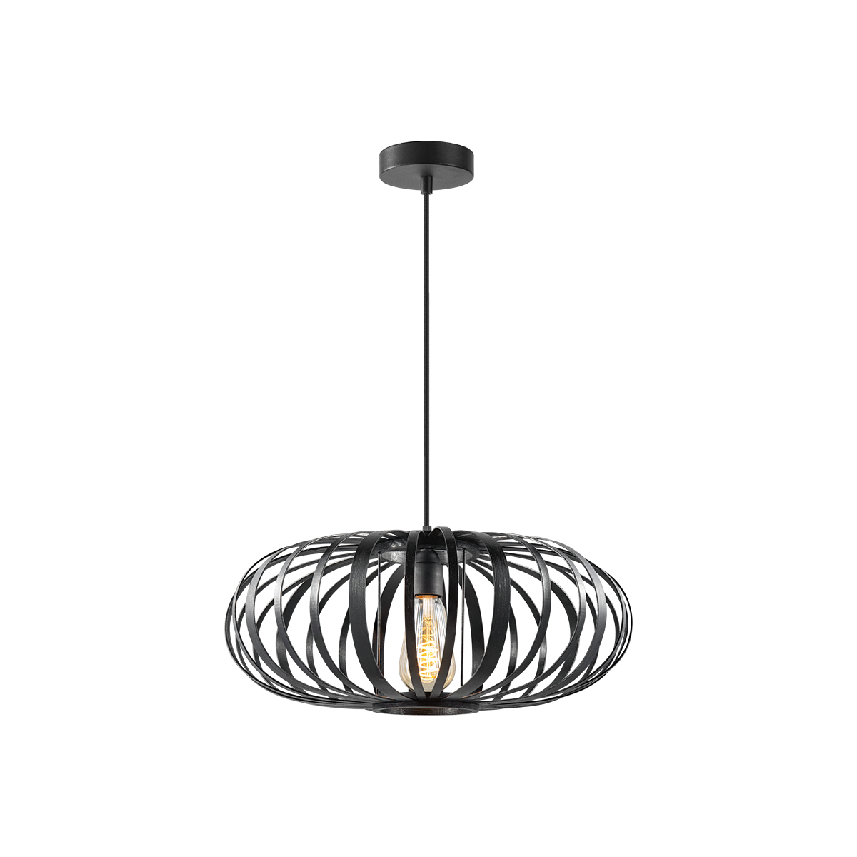 Tangla lighting - TLP7578-01BK - LED Pendant lamp 1 Light - flat bamboo - black - standard - E27