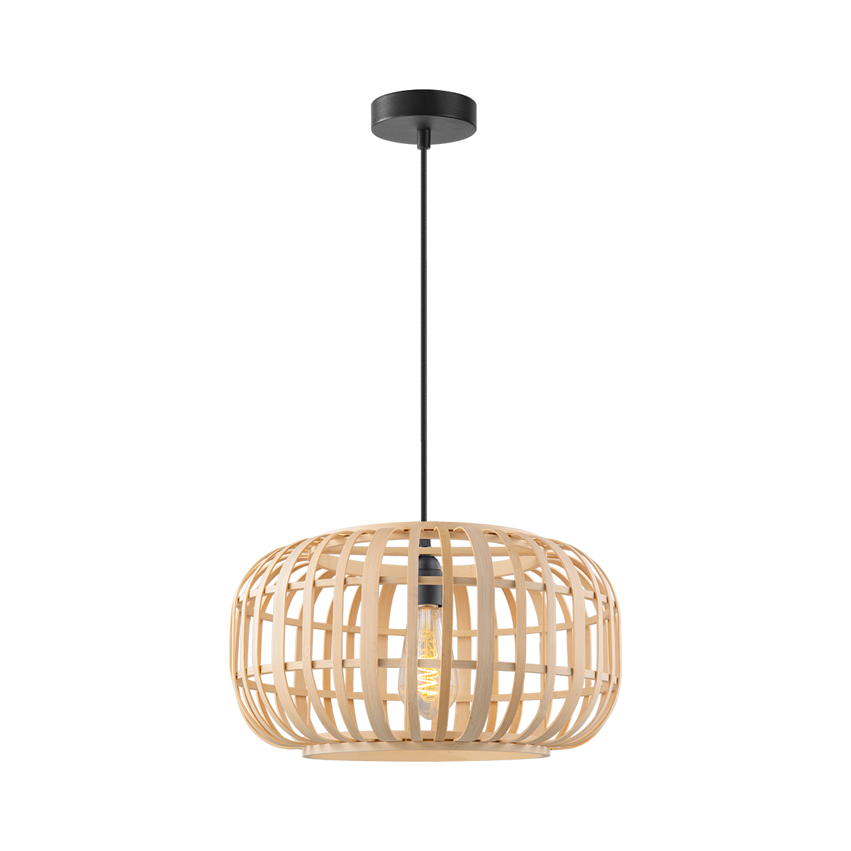 Tangla lighting - TLP7616-01NT - LED Pendant lamp 1 Light - flat bamboo - natural - large - E27