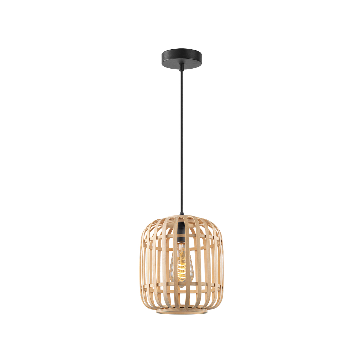 Tangla lighting - TLP7613-01NT - LED Pendant lamp 1 Light - flat bamboo - natural - small - E27