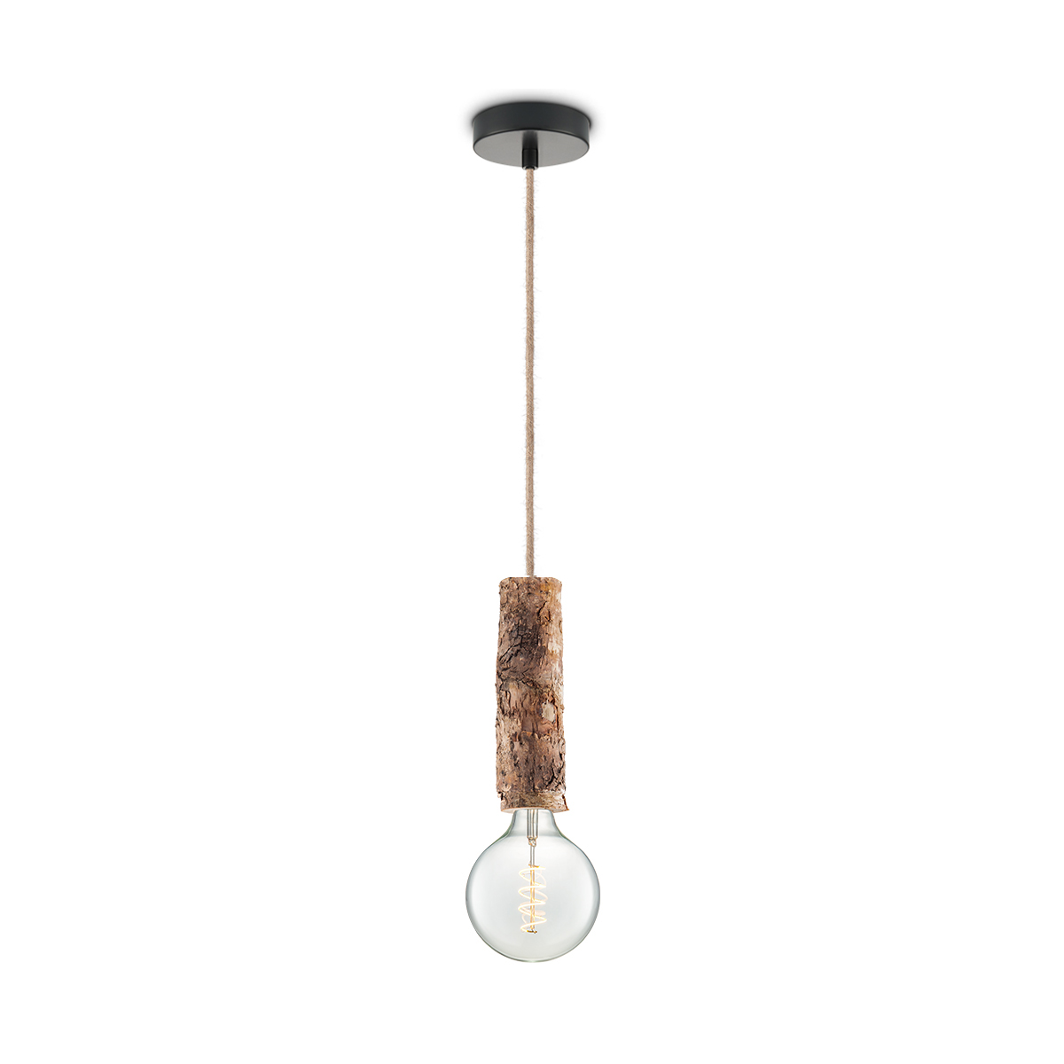 Tangla lighting - TLP7059-26NT - LED Pendant lamp 1 Light - metal + FSC wood -  natural - large rough - E27