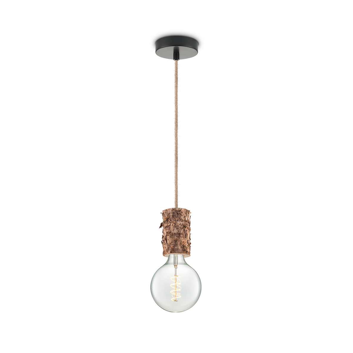 Tangla lighting - TLP7059-12NT - LED Pendant lamp 1 Light - metal + FSC wood -  natural - medium rough - E27