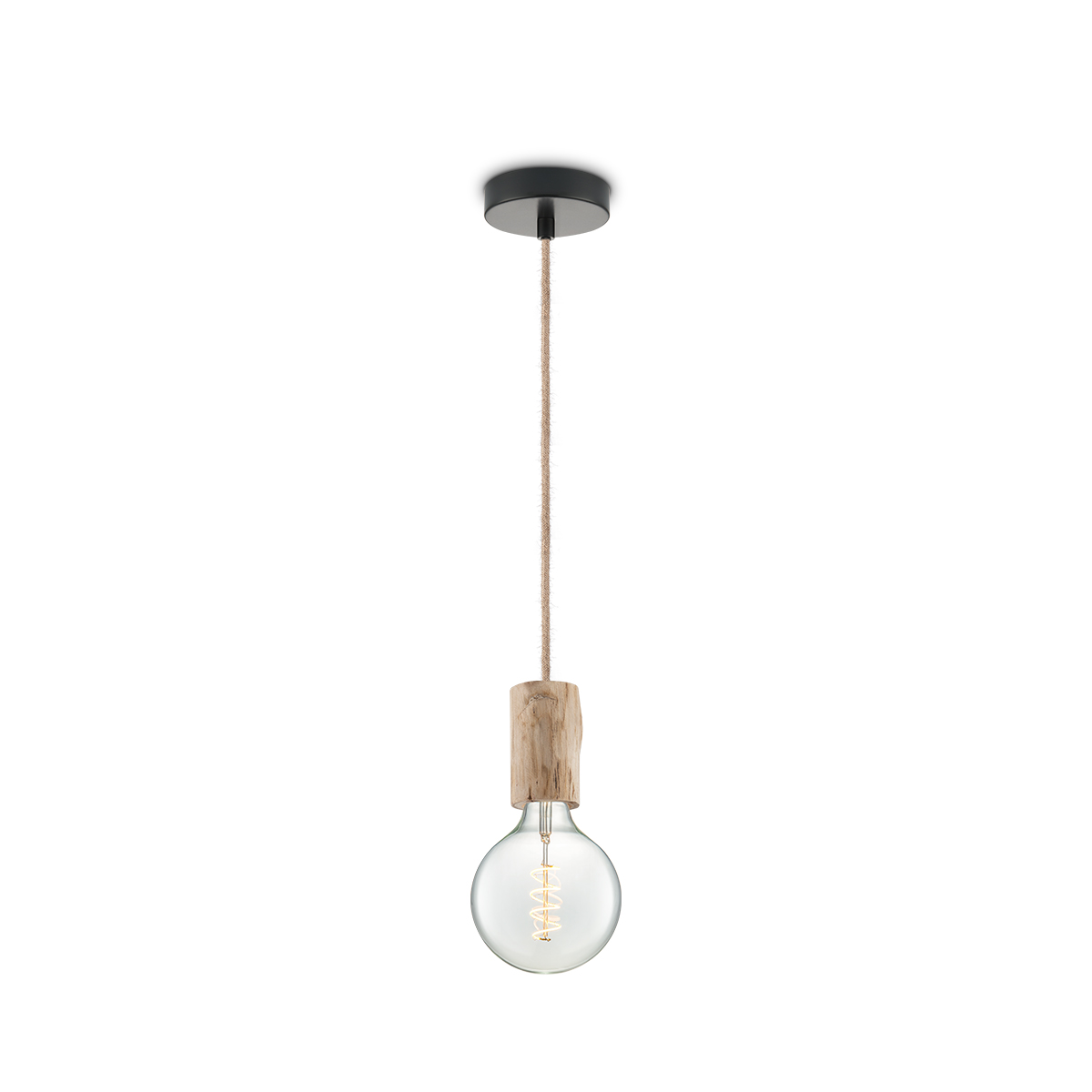 Tangla lighting - TLP7061-12NT - LED Pendant lamp 1 Light - metal + FSC wood -  natural - medium smooth wood - E27