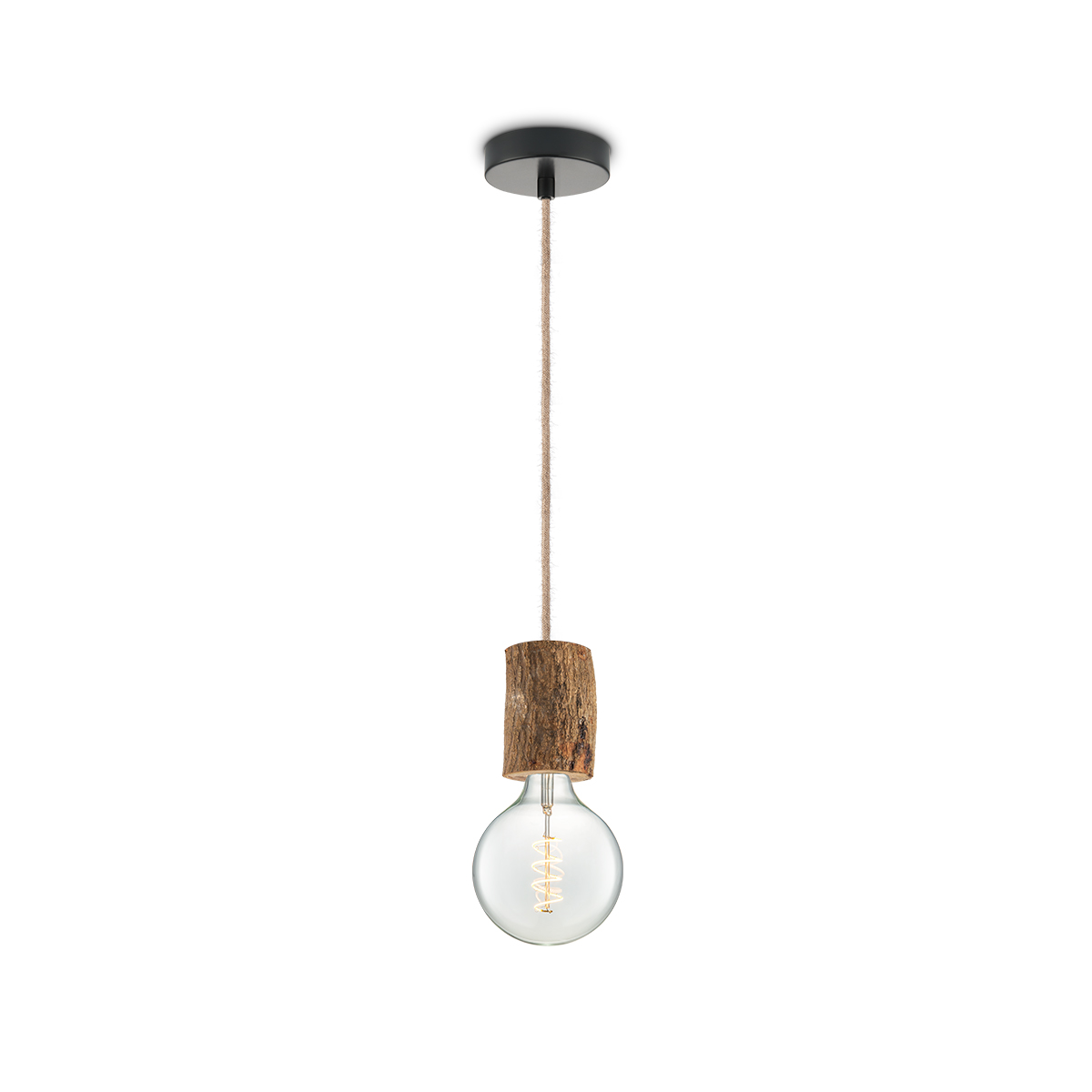 Tangla lighting - TLP7060-12NT - LED Pendant lamp 1 Light - metal + FSC wood -  natural - medium texture - E27