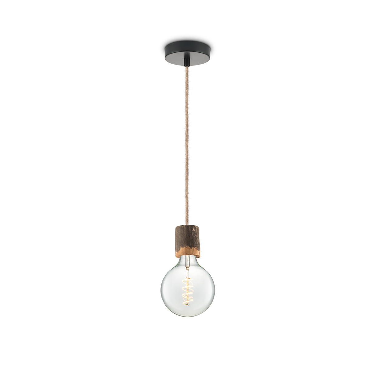Tangla lighting - TLP7058-08NT - LED Pendant lamp 1 Light - metal + FSC wood -  natural - small dual - E27