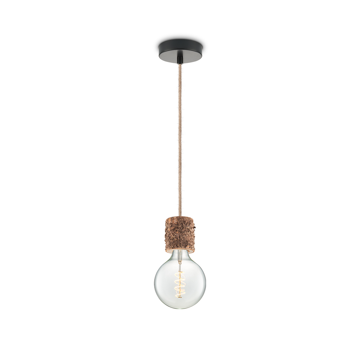 Tangla lighting - TLP7059-08NT - LED Pendant lamp 1 Light - metal + FSC wood -  natural - small rough - E27