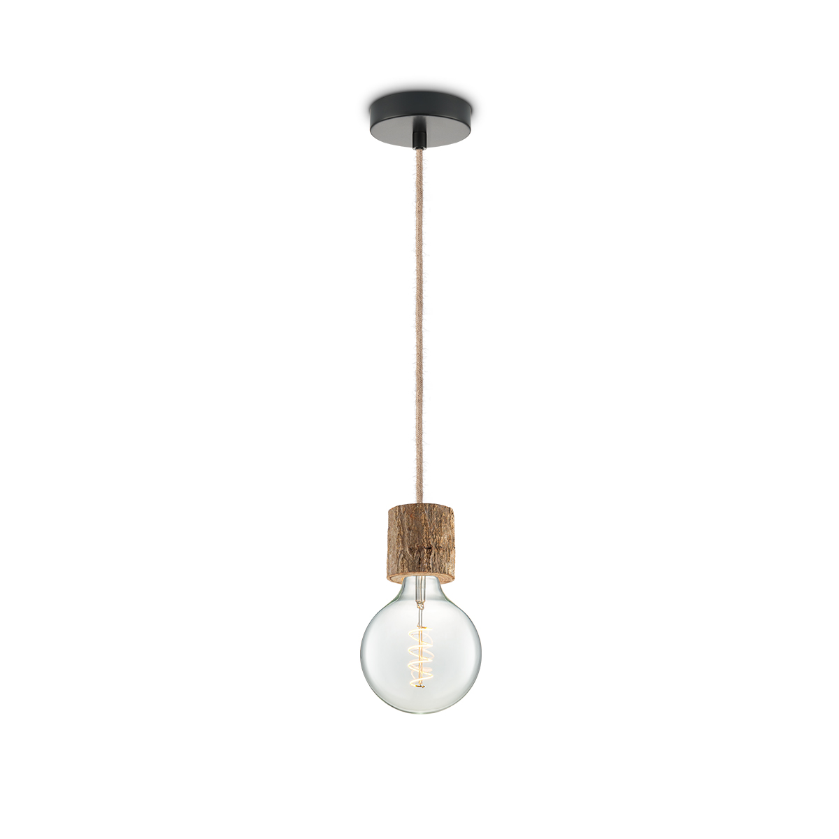 Tangla lighting - TLP7060-08NT - LED Pendant lamp 1 Light - metal + FSC wood -  natural - small texture - E27