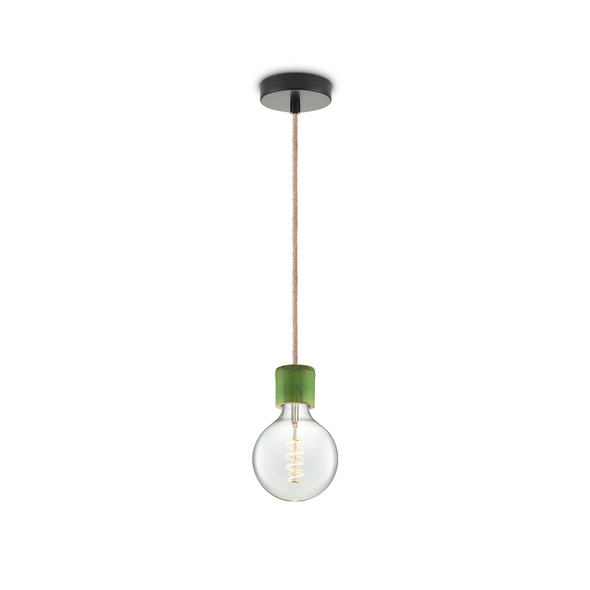 Tangla lighting - TLP7062-08GN - LED Pendant lamp 1 Light - metal + bamboo - green - small bamboo - E27