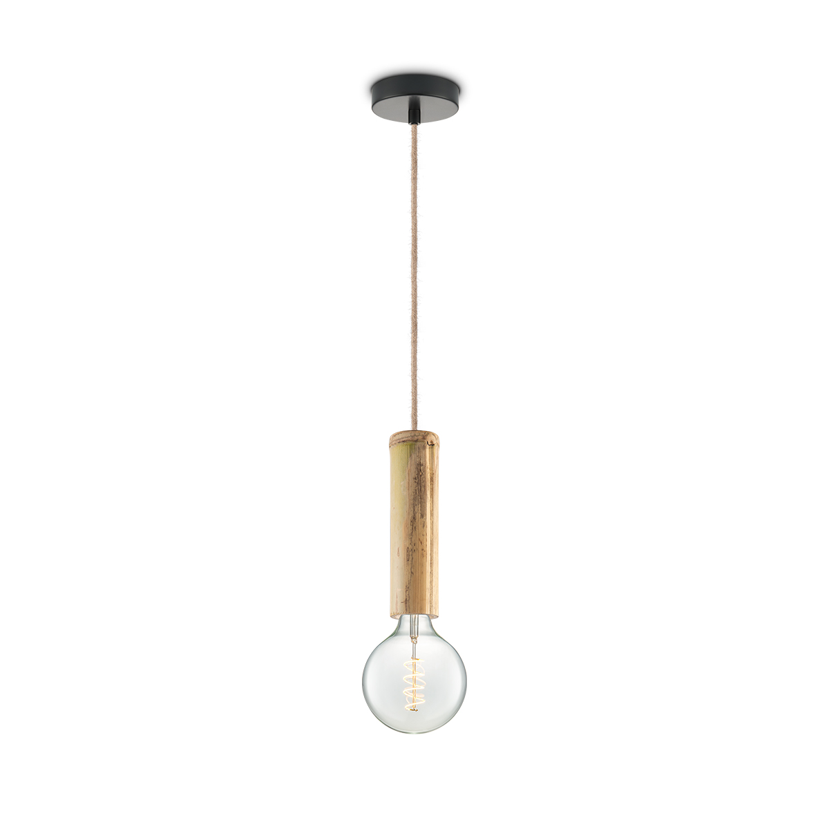 Tangla lighting - TLP7062-26NT - LED Pendant lamp 1 Light - metal + bamboo - natural - large bamboo - E27