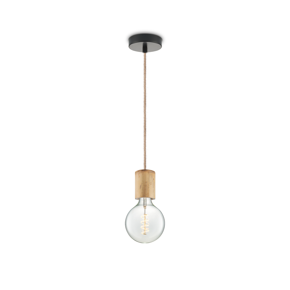 Tangla lighting - TLP7062-12NT - LED Pendant lamp 1 Light - metal + bamboo - natural - medium bamboo - E27