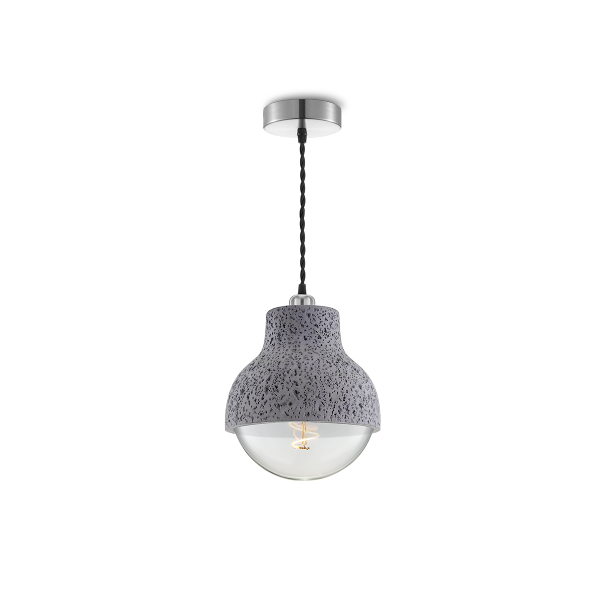 Tangla lighting - TLP7005-01BCR - LED Pendant lamp 1 Light - metal + water stone - black concrete - wrap - E27