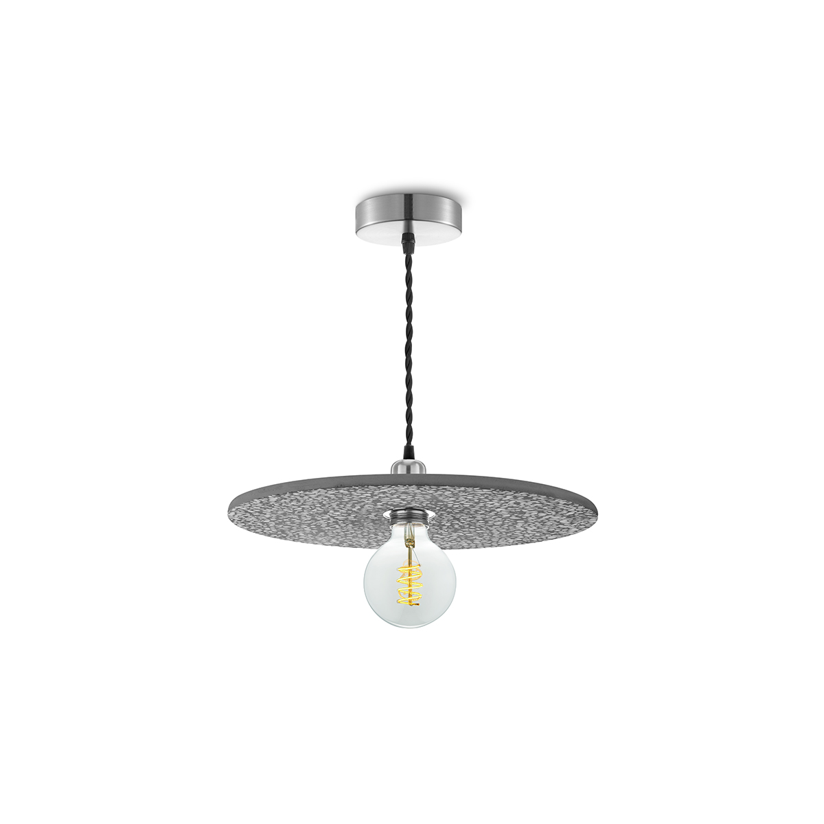Tangla lighting - TLP7005-30BK - LED Pendant lamp 1 Light - metal + water stone - black - disk - large - E27