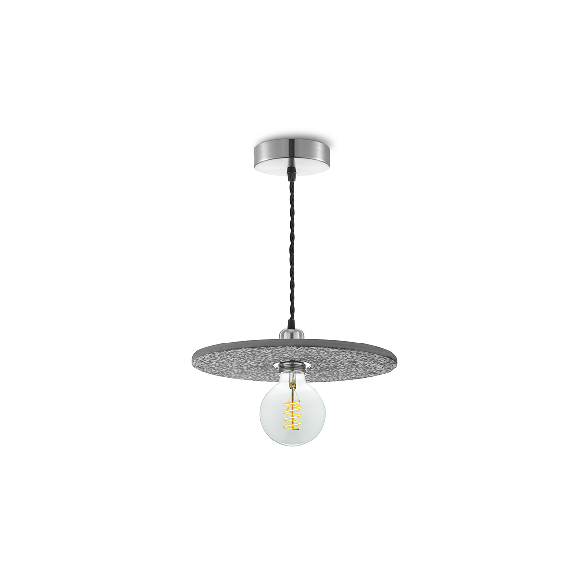 Tangla lighting - TLP7005-24BK - LED Pendant lamp 1 Light - metal + water stone - black - disk - medium - E27